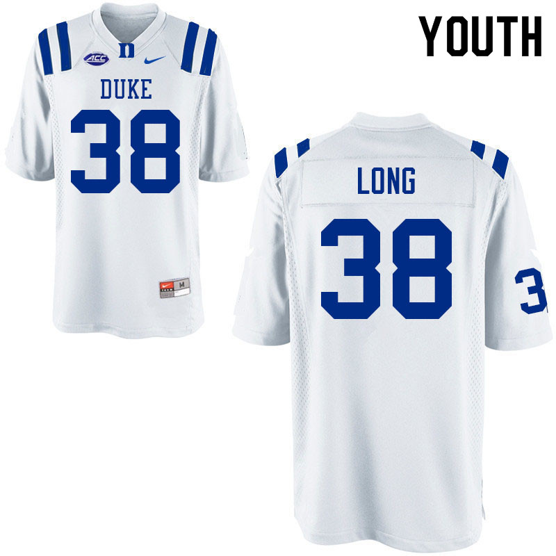 Youth #38 Dominique Long Duke Blue Devils College Football Jerseys Sale-White - Click Image to Close